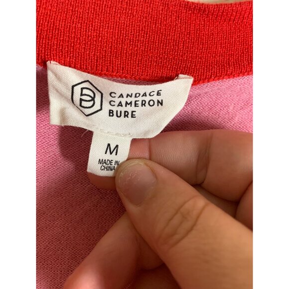 Candace Cameron Bure V Neck Long Sleeve Cardigan Womens Size Medium Pink AC8 - Picture 5 of 7